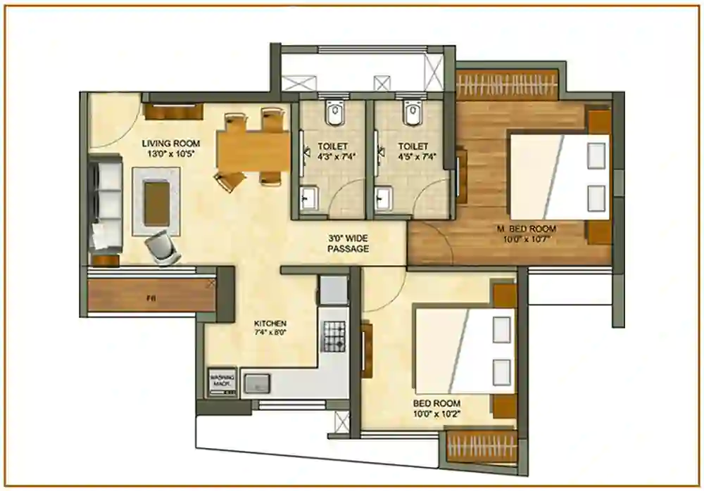 2 BHK Floor Plan